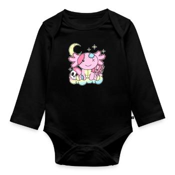 Kawaii Gothic Axolotl Pastel Gothic Goth - Organic Longsleeve Baby Bodysuit - black - Front