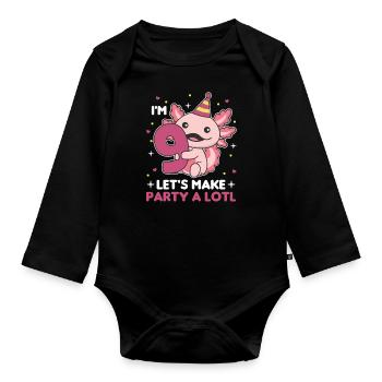 9ème anniversaire axolotl neuf ans mignons axolotls - Body Bébé bio manches longues - noir - Devant