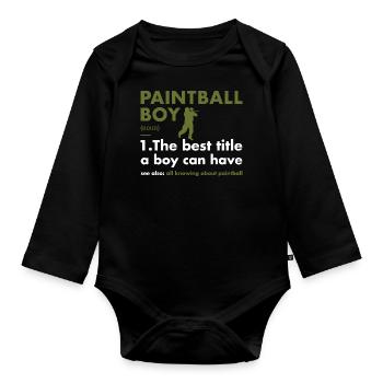 Sport Boy Definition Paintball - Organic Longsleeve Baby Bodysuit - black - Front