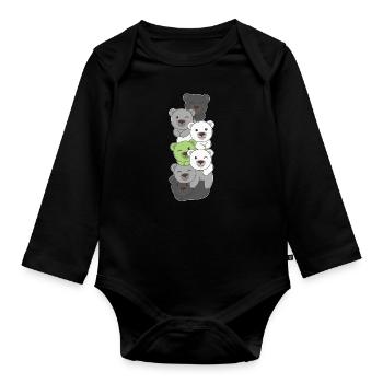Agender Flag Pride LGBTQ Cute Bear Stack - Body Bébé bio manches longues - noir - Devant