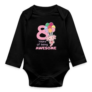 Axolotl pour les enfants de 8 ans de huit ans - Body Bébé bio manches longues - noir - Devant