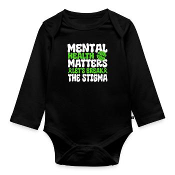 La santé mentale est importante, brisons la stigmatisation - Body Bébé bio manches longues - noir - Devant