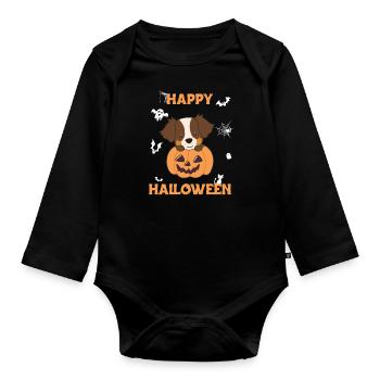 Sheperd australien dans Pumpkin Sweet Happy Halloween - Body Bébé bio manches longues - noir - Devant
