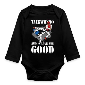 Taekwondo And love Are Good - Baby Bio-Langarm-Body - Schwarz - Vorne