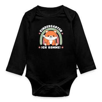 Kindergarten Ich Komme! Fuchs - Baby Bio-Langarm-Body - Schwarz - Vorne