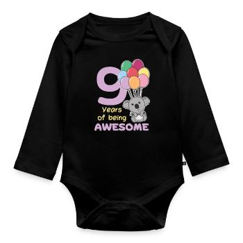 Koala pour les enfants de 9 ans de neuf ans - Body Bébé bio manches longues - noir - Devant