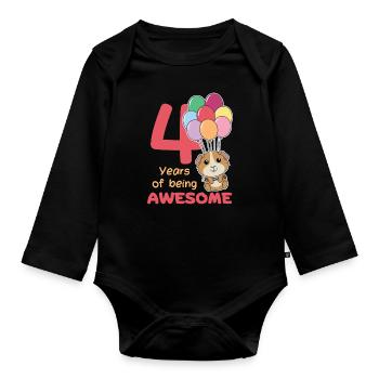 Cochons d’Inde pour les enfants de 4ème anniversaire quatre - Body Bébé bio manches longues - noir - Devant