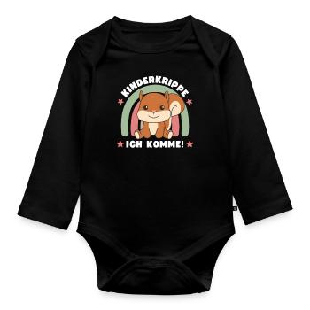 Kinderkrippe Ich Komme! - Baby Bio-Langarm-Body - Schwarz - Vorne