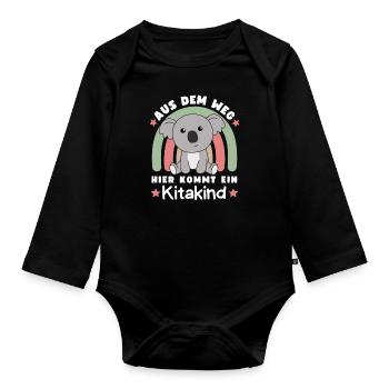 Aus Dem Weg Hier Kommt Ein Kitakind Koala - Baby Bio-Langarm-Body - Schwarz - Vorne