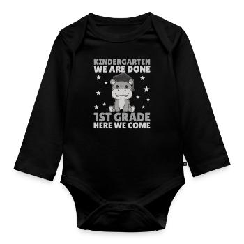 Kids Kindergarten graduate Hippo 1st grade - Baby Bio-Langarm-Body - Schwarz - Vorne
