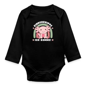 Hier Kommt Ein Krippenkind Axolotl - Baby Bio-Langarm-Body - Schwarz - Vorne