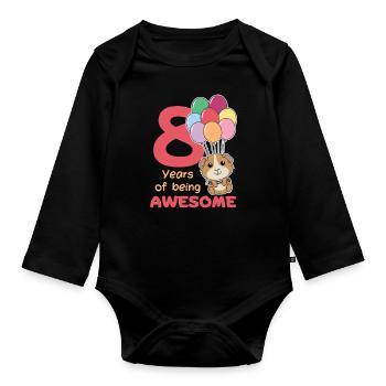 Cochons d’Inde pour les enfants de 8e anniversaire huit - Body Bébé bio manches longues - noir - Devant