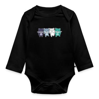 oriented aroace Flag Pride LGBTQ cute fox - Organic Longsleeve Baby Bodysuit - black - Front