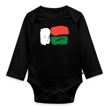 Madagascar Flag - Brush Strokes - Organic Longsleeve Baby Bodysuit - black - Front