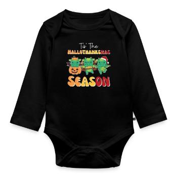 Tis' the Hallothanksmas Season Dragon - Organic Longsleeve Baby Bodysuit - black - Front