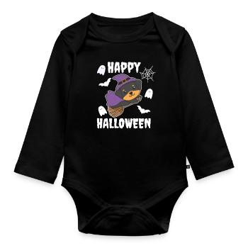 Rottweiler Joyeux Halloween Sorcière Enfants Sorcières - Body Bébé bio manches longues - noir - Devant