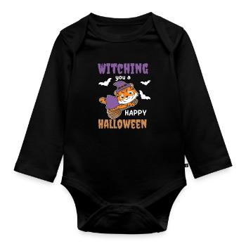 Tiger Hexe Witching you a Happy Halloween - Baby Bio-Langarm-Body - Schwarz - Vorne