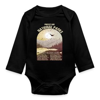 National Parks Neuseelands - Baby Bio-Langarm-Body - Schwarz - Vorne