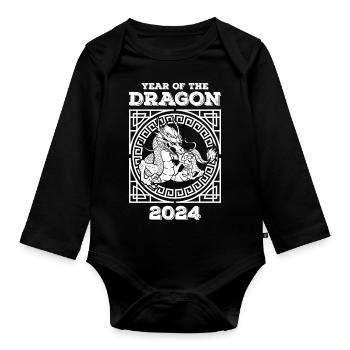Cadeau du Nouvel An chinois Dragon Chine Asiatique I - Body Bébé bio manches longues - noir - Devant