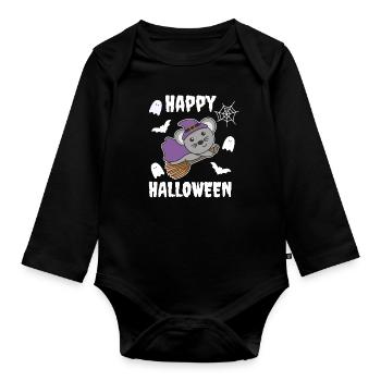 Souris Joyeux Halloween Sorcière Enfants Sorcière Costume de Sorcière - Body Bébé bio manches longues - noir - Devant