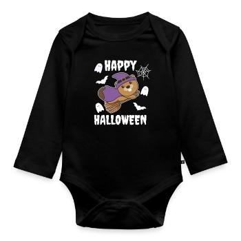 Castor Joyeux Halloween Sorcière Enfants Sorcière Costume de Sorcière - Body Bébé bio manches longues - noir - Devant