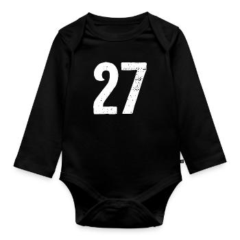 27 Zahlen Weiß - Baby Bio-Langarm-Body - Schwarz - Vorne