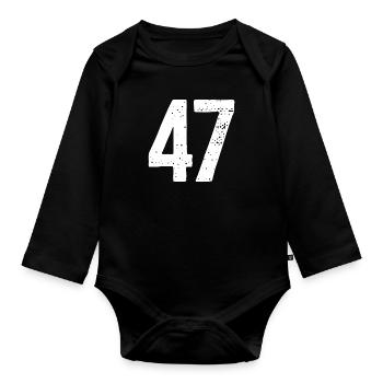 47 Numbers White - Organic Longsleeve Baby Bodysuit - black - Front