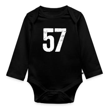 57 Numbers White - Organic Longsleeve Baby Bodysuit - black - Front