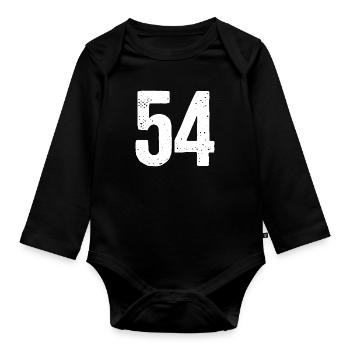 54 Numbers White - Organic Longsleeve Baby Bodysuit - black - Front