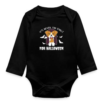 Jack Russell, it's never too early for Halloween - Organic Longsleeve Baby Bodysuit - black - Front