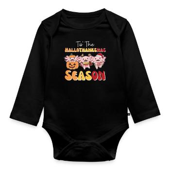Tis' the Hallothanksmas Season Axolotl - Organic Longsleeve Baby Bodysuit - black - Front