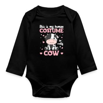 c’est mon costume humain Je suis vraiment une vache - Body Bébé bio manches longues - noir - Devant