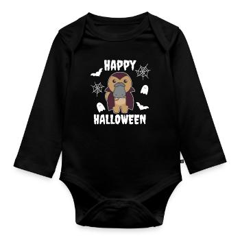 Platypus Happy Halloween Cute Vampire Costume - Organic Longsleeve Baby Bodysuit - black - Front