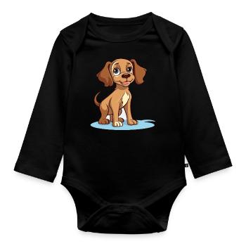 Cute dog design for dog owners - Organic Longsleeve Baby Bodysuit - black - Front