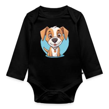 Cute dog design for dog owners - Organic Longsleeve Baby Bodysuit - black - Front