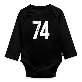 74 Zahlen Weiß - Baby Bio-Langarm-Body - Schwarz - Vorne