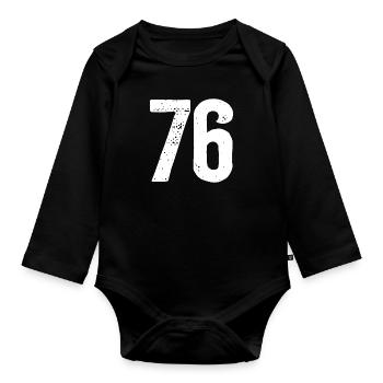 76 Numéros Blanc - Body Bébé bio manches longues - noir - Devant