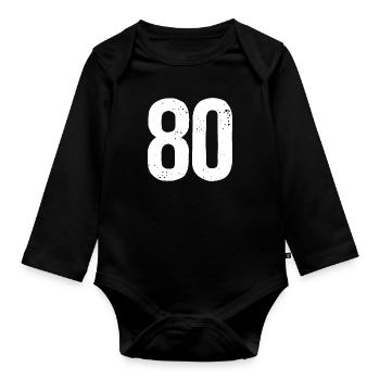 80 Zahlen Weiß - Baby Bio-Langarm-Body - Schwarz - Vorne