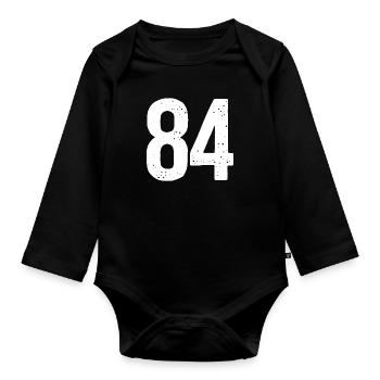84 Numbers White - Organic Longsleeve Baby Bodysuit - black - Front