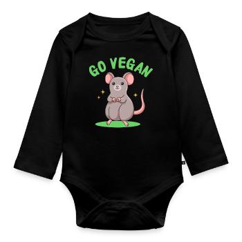 Conception de rats pour les fiers végétaliens - Body Bébé bio manches longues - noir - Devant