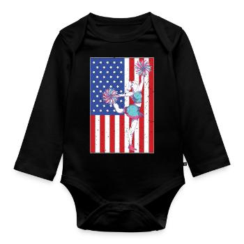 USA Flagge Sport Cheerleader Geschenk Cheerleading - Baby Bio-Langarm-Body - Schwarz - Vorne
