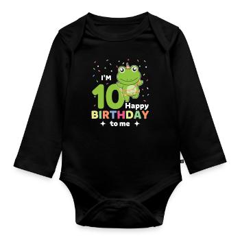 Grenouille pour les enfants de dix ans - Body Bébé bio manches longues - noir - Devant
