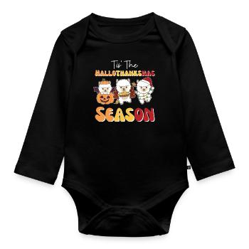Tis' the Hallothanksmas Season Alpaca - Organic Longsleeve Baby Bodysuit - black - Front