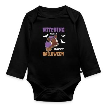 Okapi Hexe Witching you a Happy Halloween - Baby Bio-Langarm-Body - Schwarz - Vorne
