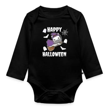Zebra Joyeux Halloween Sorcière Enfants Sorcière Costume de Sorcière - Body Bébé bio manches longues - noir - Devant