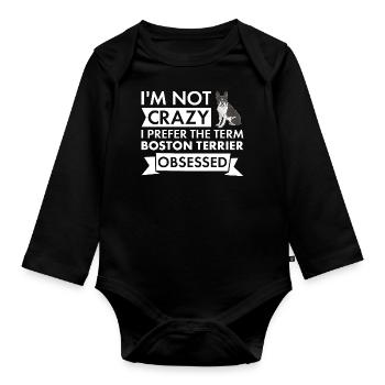 I Prefer Term Boston Terrier Obsessed - Baby Bio-Langarm-Body - Schwarz - Vorne