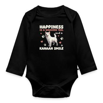Happiness Is A Wagging Tail And A Kanaan Smile - Organic Longsleeve Baby Bodysuit - black - Front