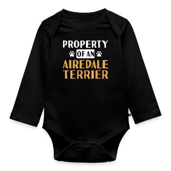Propriété d’un Airedale Terrier - Body Bébé bio manches longues - noir - Devant