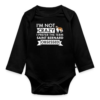 I Prefer Term Saint Bernard Obsessed - Baby Bio-Langarm-Body - Schwarz - Vorne