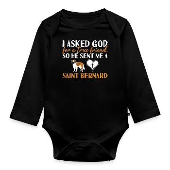 J’ai demandé à Dieu Saint Bernard - Body Bébé bio manches longues - noir - Devant